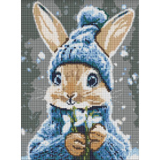AMO20039 Ideyka Алмазна мозаїка - Кролик з підсніжниками 30х40 см (круглі, на підрамнику, АМО-20039) ©art_selena_ua