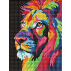 AMO20047 Ideyka Алмазна мозаїка - Яскравий лев 30х40 см (круглі, на підрамнику, АМО-20047) ©art_selena_ua
