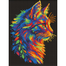 AMO20074 Ideyka Алмазна мозаїка - Яскравий котик 30х40 см (круглі, на підрамнику, АМО-20074) ©art_selena_ua