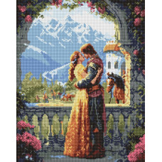 AMO20078 Ideyka Алмазна мозаїка - Принцеса та лицар 40x50 см (круглі, на підрамнику, AMO20078) ©art_selena_ua