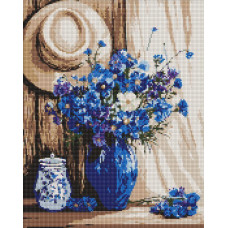AMO20107 Ideyka Алмазна мозаїка - Волошковий букет, 50x40 см (круглі, на підрамнику AMO20107) ©art_selena_ua