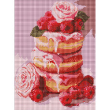 AMO20179 Ideyka Алмазна мозаїка - Рожеві панкейки 30х40 см (круглі, на підрамнику, АМО-20179) ©art_selena_ua