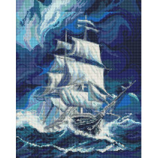 AMO20203 Ideyka Алмазна мозаїка - Вітрильник у штормі 40х50 (круглі, на підрамнику, AMO20203) ©art_selena_ua