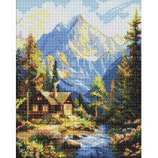 AMO20229 Ideyka Алмазна мозаїка - Затишок серед вершин 40х50 (круглі, на підрамнику, AMO20229) ©art_selena_ua