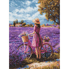 AMO20298 Ideyka Алмазна мозаїка - Поле з лавандою, 30x40 см (круглі, на підрамнику AMO20298) ©art_selena_ua