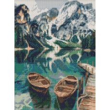 AMO20301 Ideyka Алмазна мозаїка - Човни на дзеркальному озері, 30x40 см (круглі, на підрамнику AMO20301) ©art_selena_ua