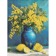 AMO20302 Ideyka Алмазна мозаїка - Мімоза та лимони, 30x40 см (круглі, на підрамнику AMO20302) ©art_selena_ua