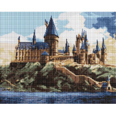 AMO20360 Ideyka Алмазна мозаїка - Harry Potter: Гоґвортс вдень, 50x40 см (круглі, на підрамнику AMO20360)