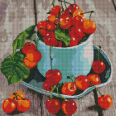 AMO7041 Ideyka Алмазна мозаїка - Черешневі смаколики, 40x40 см (круглі, на підрамнику, в обкладинці, AMO7041)