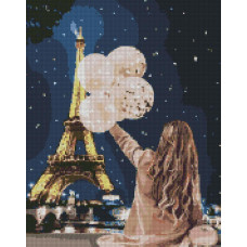 AMO7048 Незабутній вечір в Парижі. Ideyka. Набір алмазної мозаїки (круглі, повна) (Ідейка АМО7048)