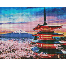 AMO7175 Улюблена Японія. Ideyka. Набір алмазної мозаїки на підрамнику (круглі, повна) (Ідейка АМО7175)