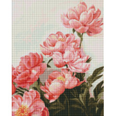 AMO7274 Букет рожевих півоній ©ArtAlekhina. Ideyka. Набір алмазної мозаїки на підрамнику (круглі, повна) (Ідейка АМО7274)