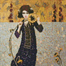 AMO7383 Дівчина з соняшником ©tolstukhin artem. Ideyka. Набір алмазної мозаїки (круглі, повна) (Ідейка АМО7383)