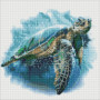 AMO7430 Блакитна черепаха. Ideyka. Набір алмазної мозаїки на підрамнику (круглі, повна) (Ідейка АМО7430)