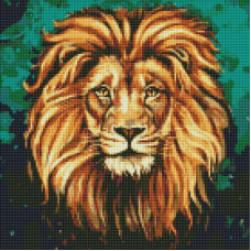 AMO7505 Розкішний лев. Ideyka. Набір алмазної мозаїки (круглі, повна) (Ідейка АМО7505)