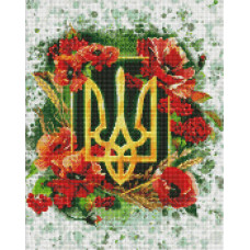 AMO7520 Квітучий тризуб ©chervonavorona_artist. Ideyka. Набір алмазної мозаїки на підрамнику (круглі, повна) (Ідейка АМО7520)