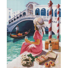 AMO7525 Чарівна Венеція ©Kira Corporal. Ideyka. Набір алмазної мозаїки на підрамнику (круглі, повна) (Ідейка АМО7525)