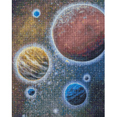 AMO7641 Таємничий космос з голограмними стразами (AB) ©Світлана Теренчук. Ideyka. Набір алмазної мозаїки (круглі, повна) (Ідейка АМО7641)