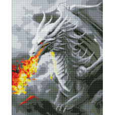 AMO7833 Вогнедишний дракон з голограмними стразами (AB) ©art_selena_ua. Ideyka. Набір алмазної мозаїки (круглі, повна) (Ідейка АМО-7833)