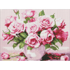 AMO7906 Рожеві троянди ©art_selena_ua. Ideyka. Набір алмазної мозаїки (круглі, повна) (Ідейка АМО-7906)