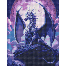 AMO7914 Величний дракон з голограмними стразами (AB) ©art_selena_ua. Ideyka. Набір алмазної мозаїки (круглі, повна) (Ідейка АМО-7914)