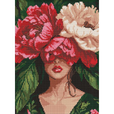 AMO8157 Ideyka Алмазна мозаїка - Загадкові півонії, 30x40 см (круглі, на підрамнику, АМО-8157) ©victoria_art___
