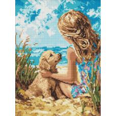 AMO8158 Ideyka Алмазна мозаїка - Радісний песик, 30x40 см (круглі, на підрамнику, АМО-8158) ©art_selena_ua