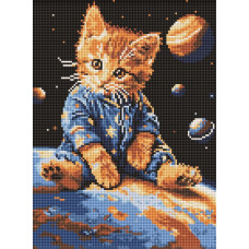 AMO8167 Ideyka Алмазна мозаїка - Зоряний котик, 30x40 см (круглі, на підрамнику, АМО-8167) ©art_selena_ua