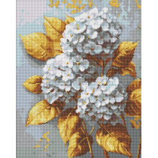 AMO8253 Ideyka Алмазна мозаїка - Золота гортензія 40х50 см (круглі, на підрамнику, АМО-8253) ©art_selena_ua