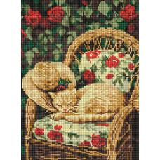 AMO8272 Ideyka Алмазна мозаїка - Кіт у саду 30х40 см (круглі, на підрамнику, АМО-8272) ©art_selena_ua