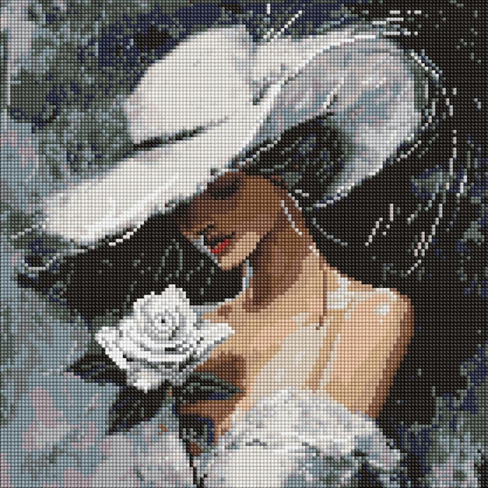 AMO8329 Ideyka Алмазна мозаїка - Біла троянда 40х40 см (круглі, на підрамнику, АМО-8329) ©art_selena_ua AMO8329 Ideyka Алмазна мозаїка - Біла троянда 40х40 см (круглі, на підрамнику, АМО-8329) ©art_selena_ua