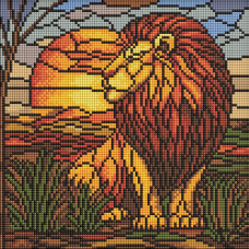 AMO8334 Ideyka Алмазна мозаїка - Вітраж. Лев 30х30 см (круглі, на підрамнику, АМО-8334) ©art_selena_ua