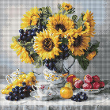 AMO8338 Ideyka Алмазна мозаїка - Соняшники з виноградом 40х40 см (круглі, на підрамнику, АМО-8338) ©art_selena_ua AMO8338 Ideyka Алмазна мозаїка - Соняшники з виноградом 40х40 см (круглі, на підрамнику, АМО-8338) ©art_selena_ua