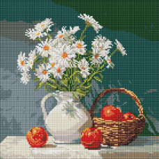 AMO8339 Ideyka Алмазна мозаїка - Букет ромашок з яблуками 40х40 см (круглі, на підрамнику, АМО-8339) ©art_selena_ua AMO8339 Ideyka Алмазна мозаїка - Букет ромашок з яблуками 40х40 см (круглі, на підрамнику, АМО-8339) ©art_selena_ua