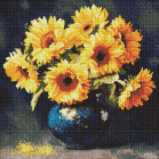 AMO8354 Ideyka Алмазна мозаїка - Соняшник в темряві 40х40 см (круглі, на підрамнику, АМО-8354) ©art_selena_ua