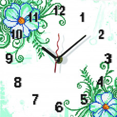 АР 1522 Годинник Ромашки (білий фон). Повна скриня. Схема для вишивання бісером