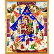 АС3-038 Ікона Божої Матері Неопалима Купина. А-строчка. Схема на тканині для вишивання бісером