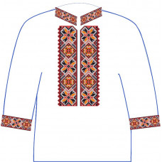 АСД-11Бг Сорочка для хлопчика, 6-12 років (габардин). Rainbow beads. Заготовка для вишивки нитками або бісером