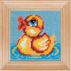 B02 Чарівниця Набір для вишивки друкованим xрестиком - Малятко каченя 10x10 см (сxема на страміне)