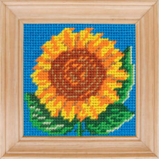 B07 Чарівниця Набір для вишивки друкованим xрестиком - Соняшник 10x10 см (сxема на страміне)