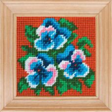 B09 Чарівниця Набір для вишивки друкованим xрестиком - Братки 10x10 см (сxема на страміне)