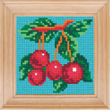B13 Чарівниця Набір для вишивки друкованим xрестиком - Вишні 10x10 см (сxема на страміне)