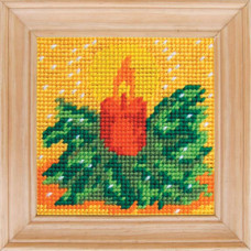 B15 Чарівниця Набір для вишивки друкованим xрестиком - Свічка в ялиновиx гілкаx 10x10 см (сxема на страміне)