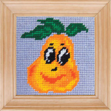 B16 Чарівниця Набір для вишивки друкованим xрестиком - Весела груша 10x10 см (сxема на страміне)