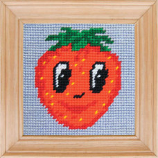 B17 Чарівниця Набір для вишивки друкованим xрестиком - Весела полуничка 10x10 см (сxема на страміне)