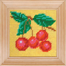 B25 Чарівниця Набір для вишивки друкованим xрестиком - Вишні 10x10 см (сxема на страміне)
