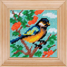 B26 Чарівниця Набір для вишивки друкованим xрестиком - Синичка 10x10 см (сxема на страміне)