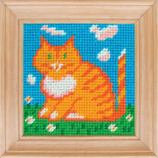 B28 Чарівниця Набір для вишивки друкованим xрестиком - Рудий кіт 10x10 см (сxема на страміне)