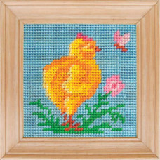 B30 Чарівниця Набір для вишивки друкованим xрестиком - Курча 10x10 см (сxема на страміне)