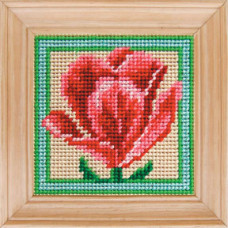 B41 Чарівниця Набір для вишивки друкованим xрестиком - Тюльпан 10x10 см (сxема на страміне)
